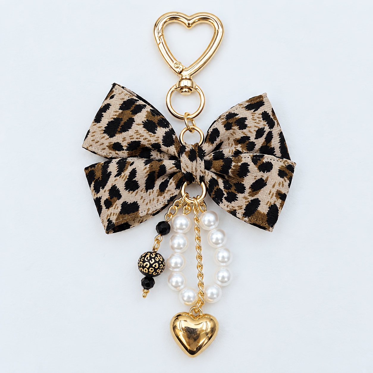 TEMU 1pc Vintage Alloy Leopard Print Bow Keychain Phone Charm, Suitable For Daily And Party Wear