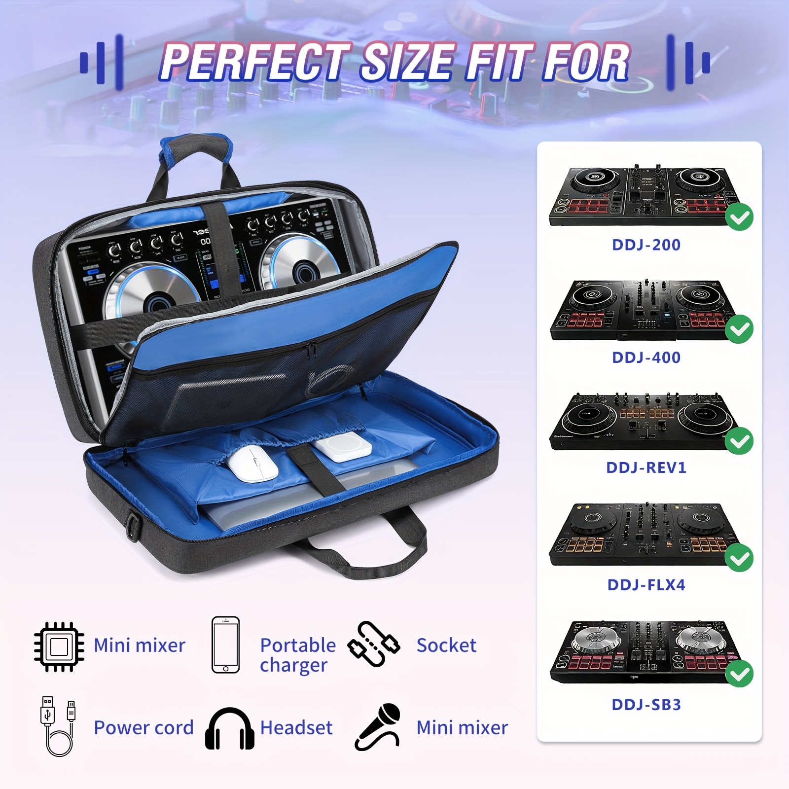 YH&GS Thickened DJ Controller Backpack with 15.6-Inch Laptop Compartment