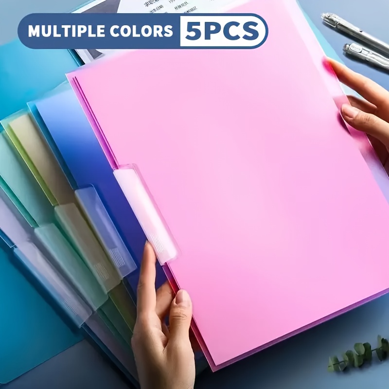 TEMU 5/10pcs Rotating Side-release Pp A4 File Folders, Pull-out Folders, Swing Clips, Document Folders, File Folders, Pull-tabs, Report Folders,