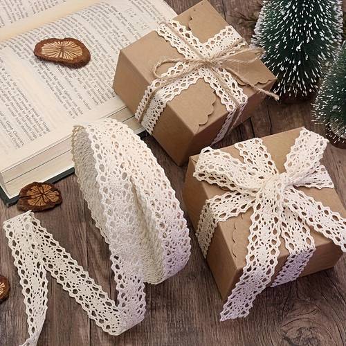 item picture 1 roll light white lace ribbon with hollow floral pattern elegant wedding party crafting ribbon for diy hair bows hats scrapbooking gift wrapping delicate floral decoration for sewing knitting home material ribbon for crafts craft supplies intricate lace design smooth texture sewing supplies decorative trim fine crafting material crafting enthusiasts