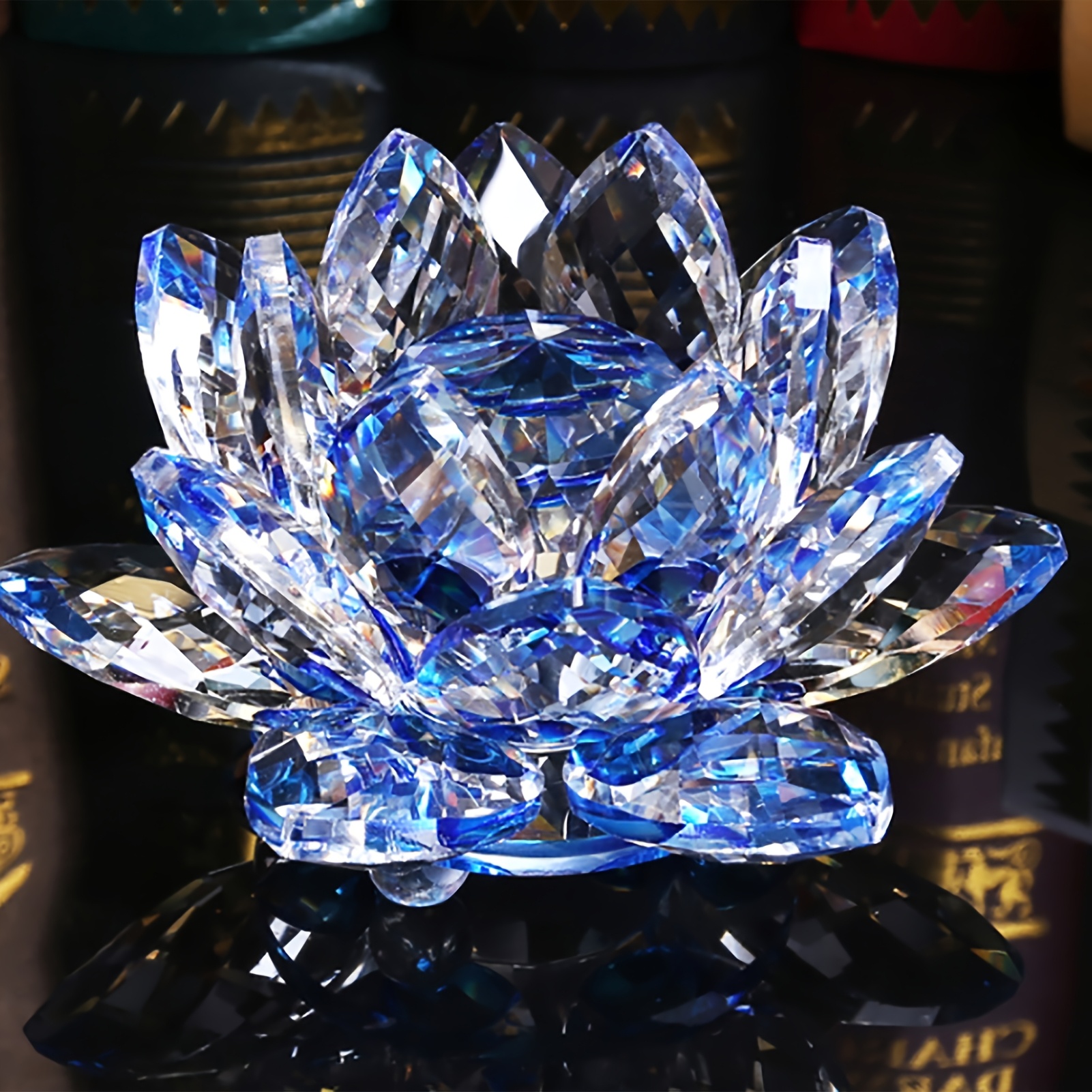 TEMU Crystal Lotus Flower Figurines Glass Car Figurines For Tabletop Centerpiece Home Office