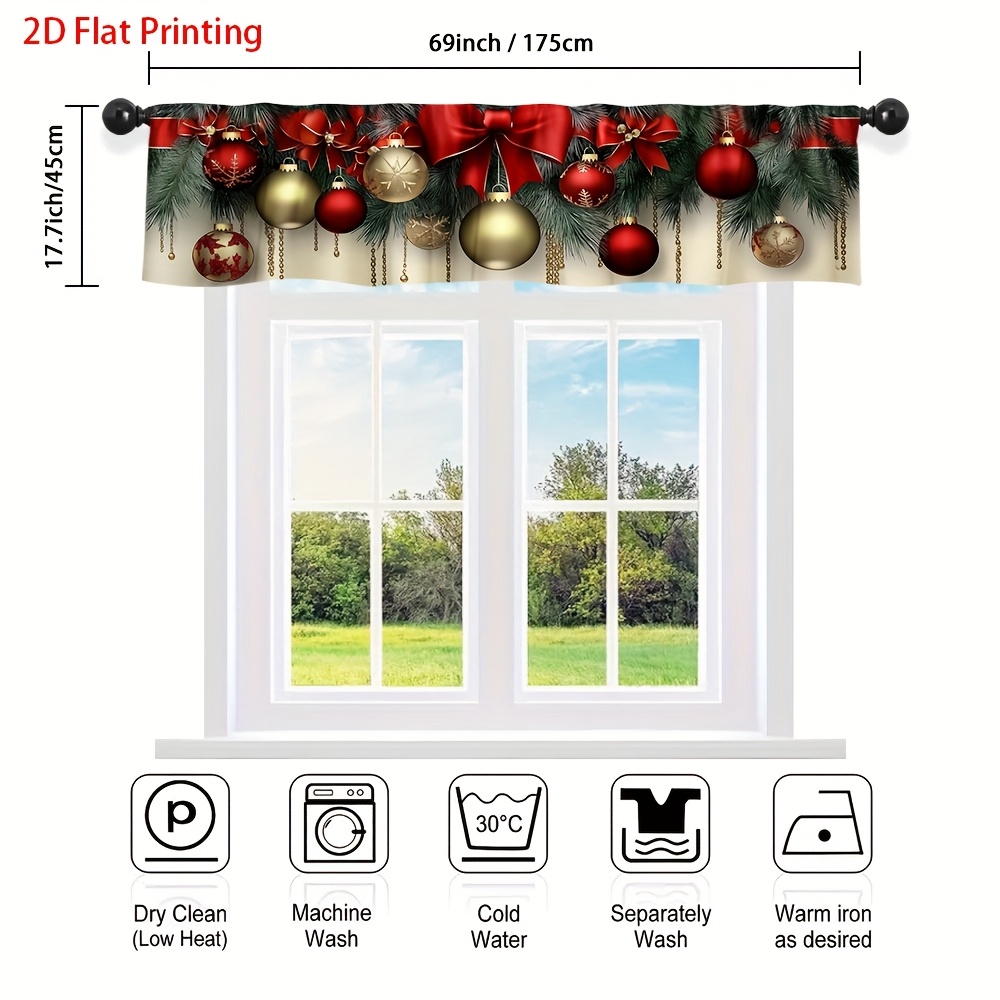 TEMU 2d Flat, 1pc Modern Semi-sheer Valance Curtain With Pocket Rod - Valance Board Compatible Window, Machine-washable, Living Room, Decoration