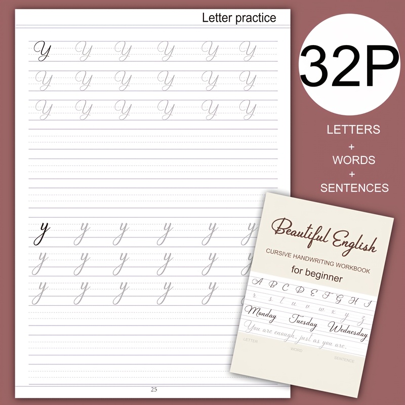 Modern Calligraphy Lettering Workbook For Adults: Beginner's Guide To Learning Hand Lettering And Script With Alphabet Practice Sheets, Words, And Phrases | 32 Pages Of Trace & Learn