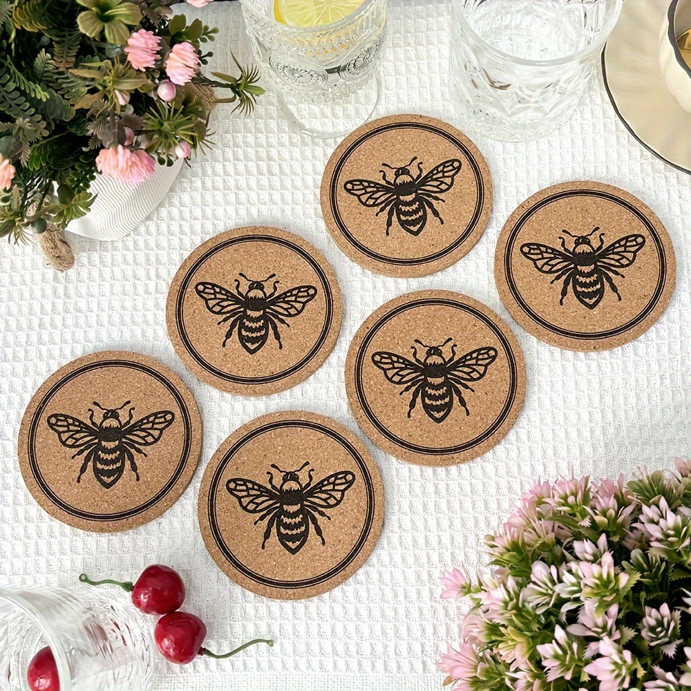 

6pcs, Round Coaster, Engraved Pattern , Tea Mug , Tableware Mat,