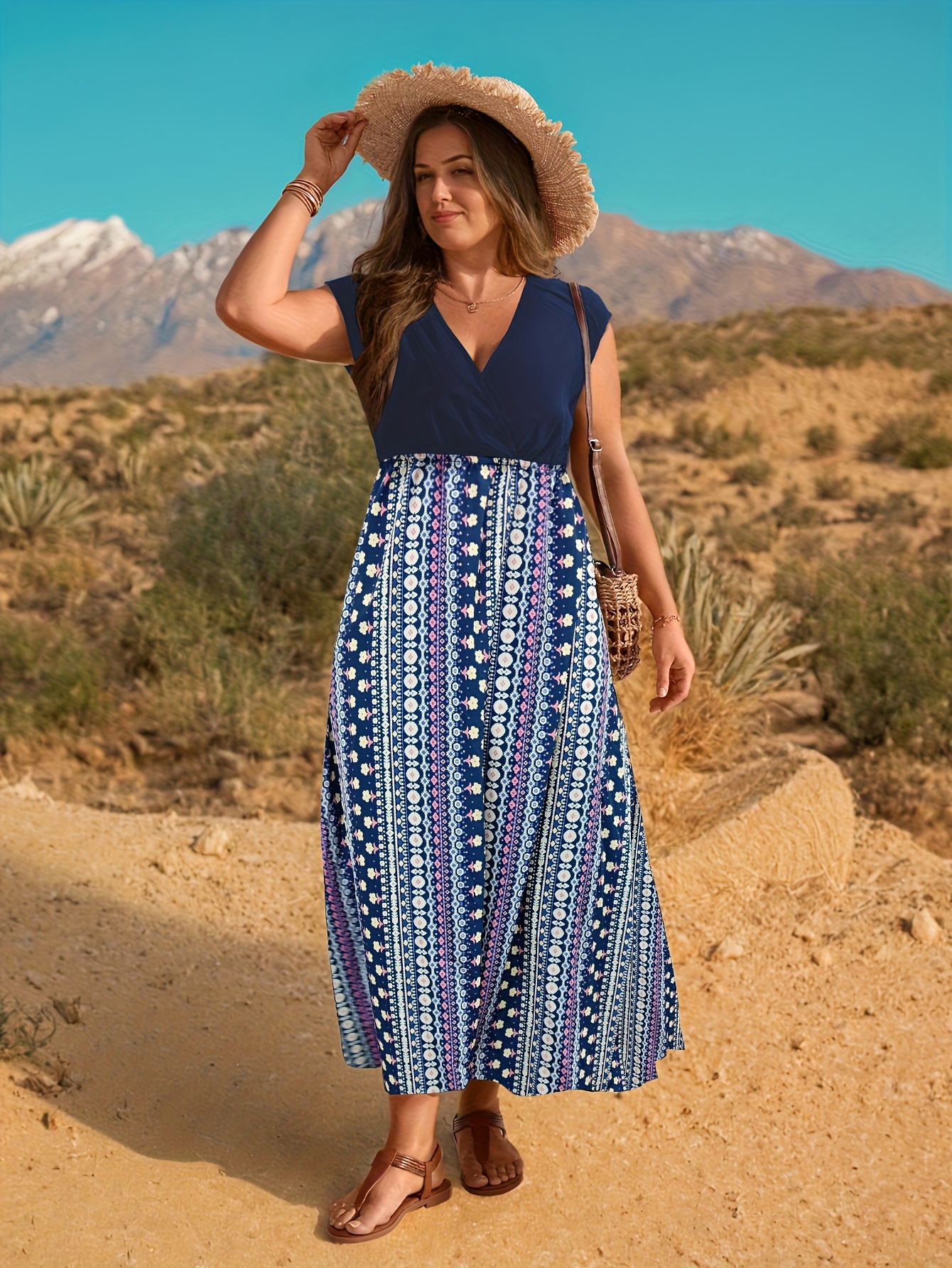 plus size womens sleeveless daisy floral print dress cross - Temu Mauritius