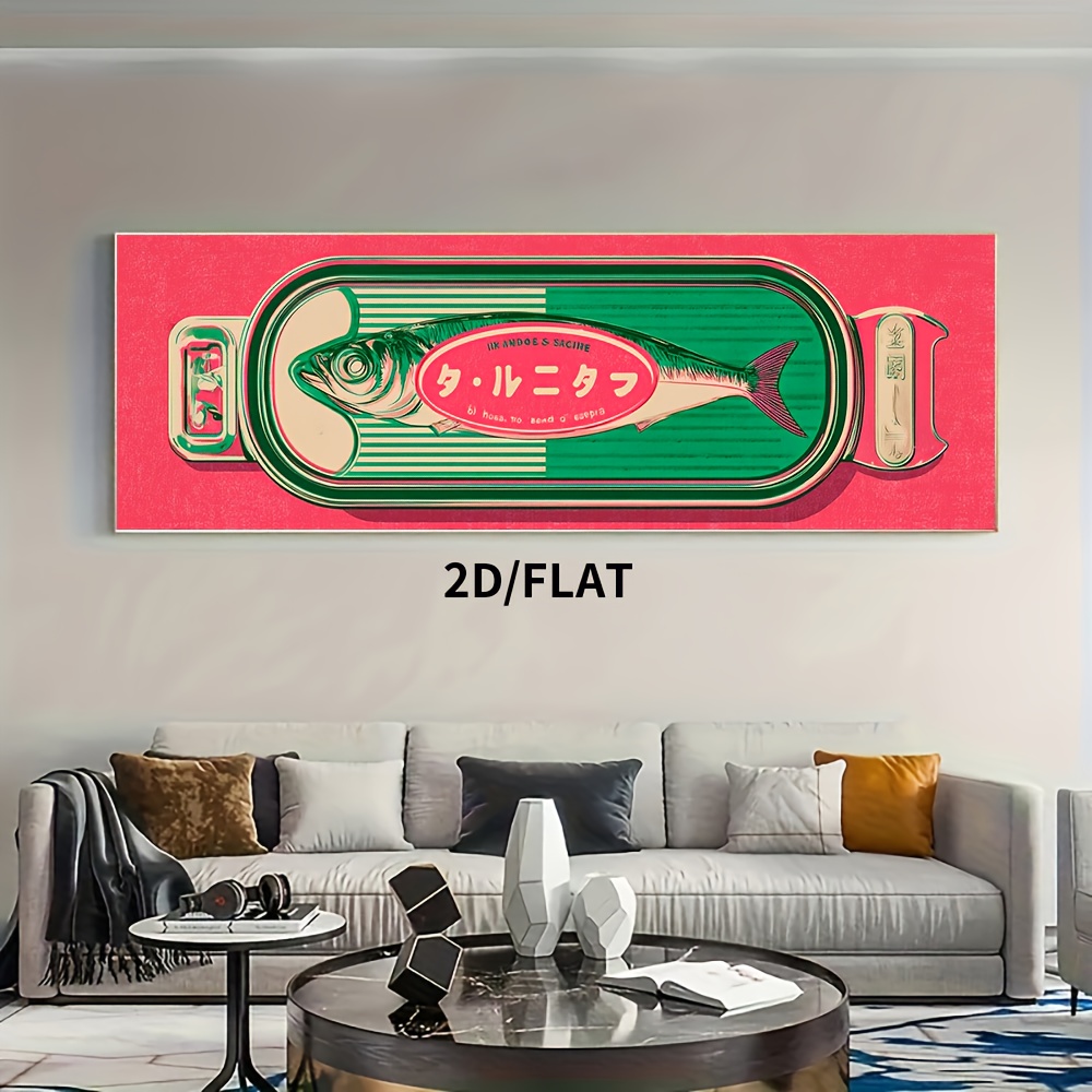 TEMU 2d Flat, 2d Flat, 2d Flat 1pc Unframed 2d/flat Retro Sardine Can Canvas Artwork, Designed For Horizontal Display In Living Rooms, Bedrooms,