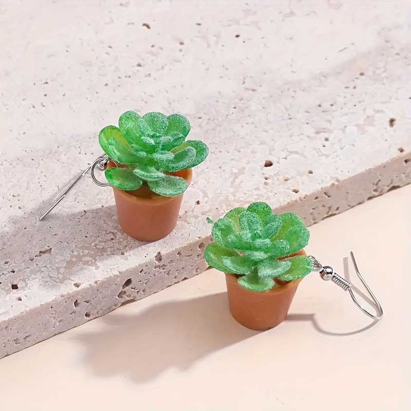 

1 Pair Cute Cartoon Plant Earrings, Resin Earrings With Alloy Ear Needle, Nickel-free Plating, Daily & Party Wear, Accessory