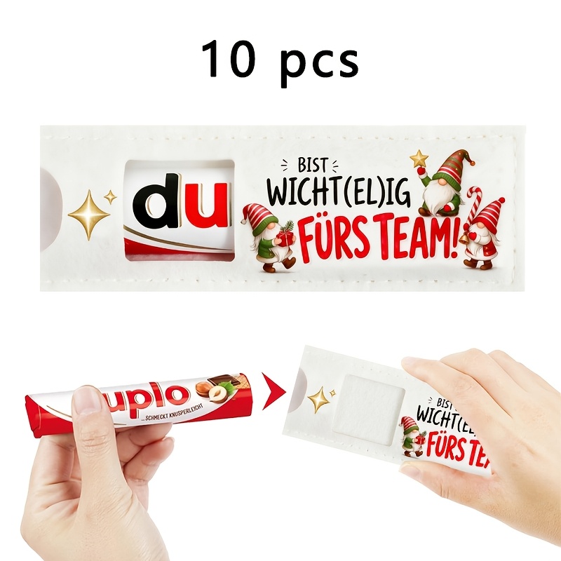 TEMU 10pcs Set Of Felt Christmas Gift Packaging Boxes, Printed With German " !", Party Gift Box Packaging, Chocolate Gift Packaging Box, Christmas