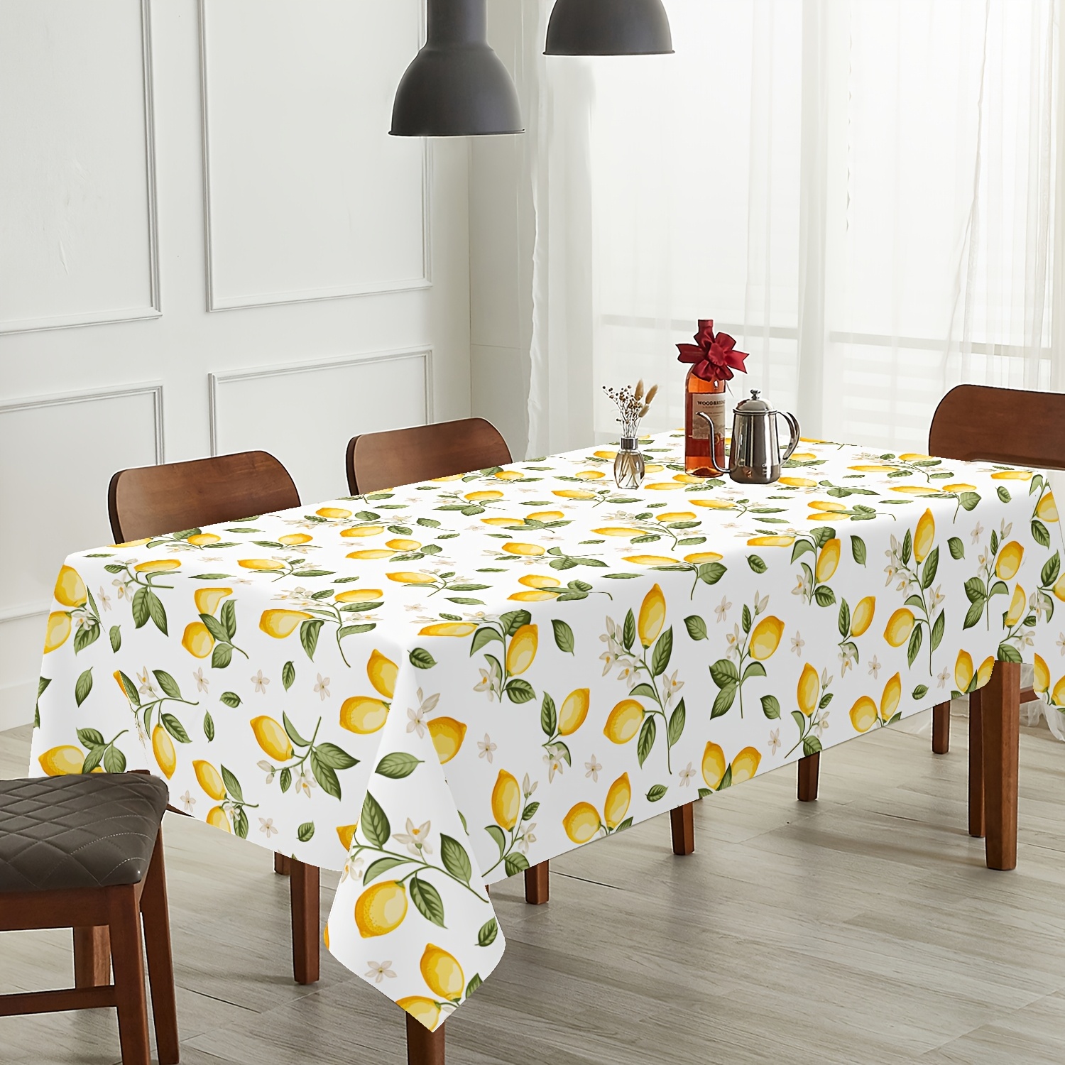 TEMU 1 Tablecloth,wedding Decorations,summer Decoration,garden Decor For Outside,outdoor Decor, Lemon Tablecloth, Decor With Yellow-green Leaves And
