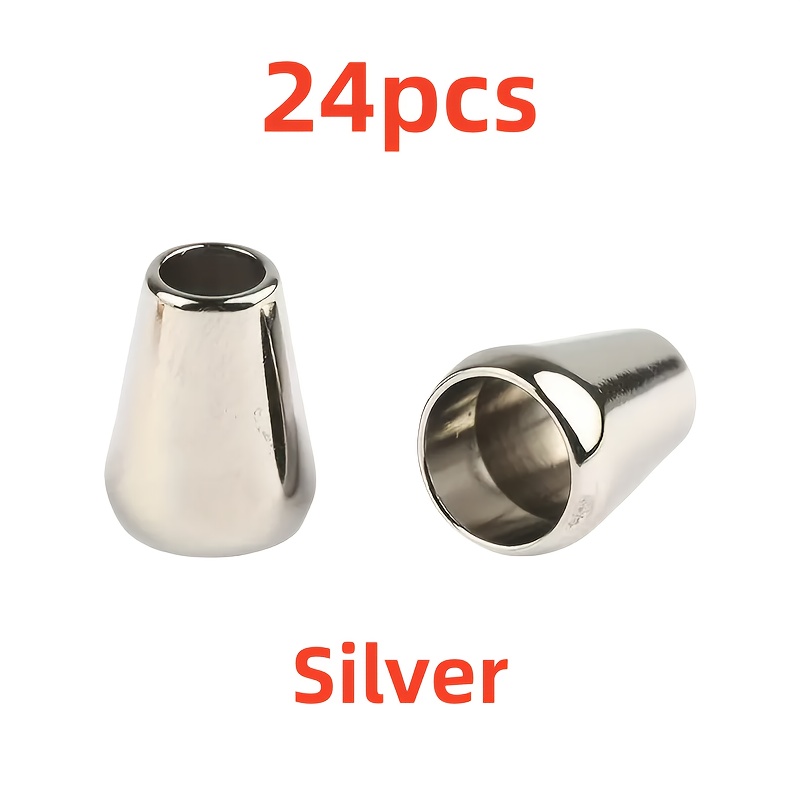 TEMU 24pcs/set Metal Alloy Flared Cord End Tips For Sweatpants, Hoodies, Clothing Additions | Durable And Easy-install Rope Adjusters