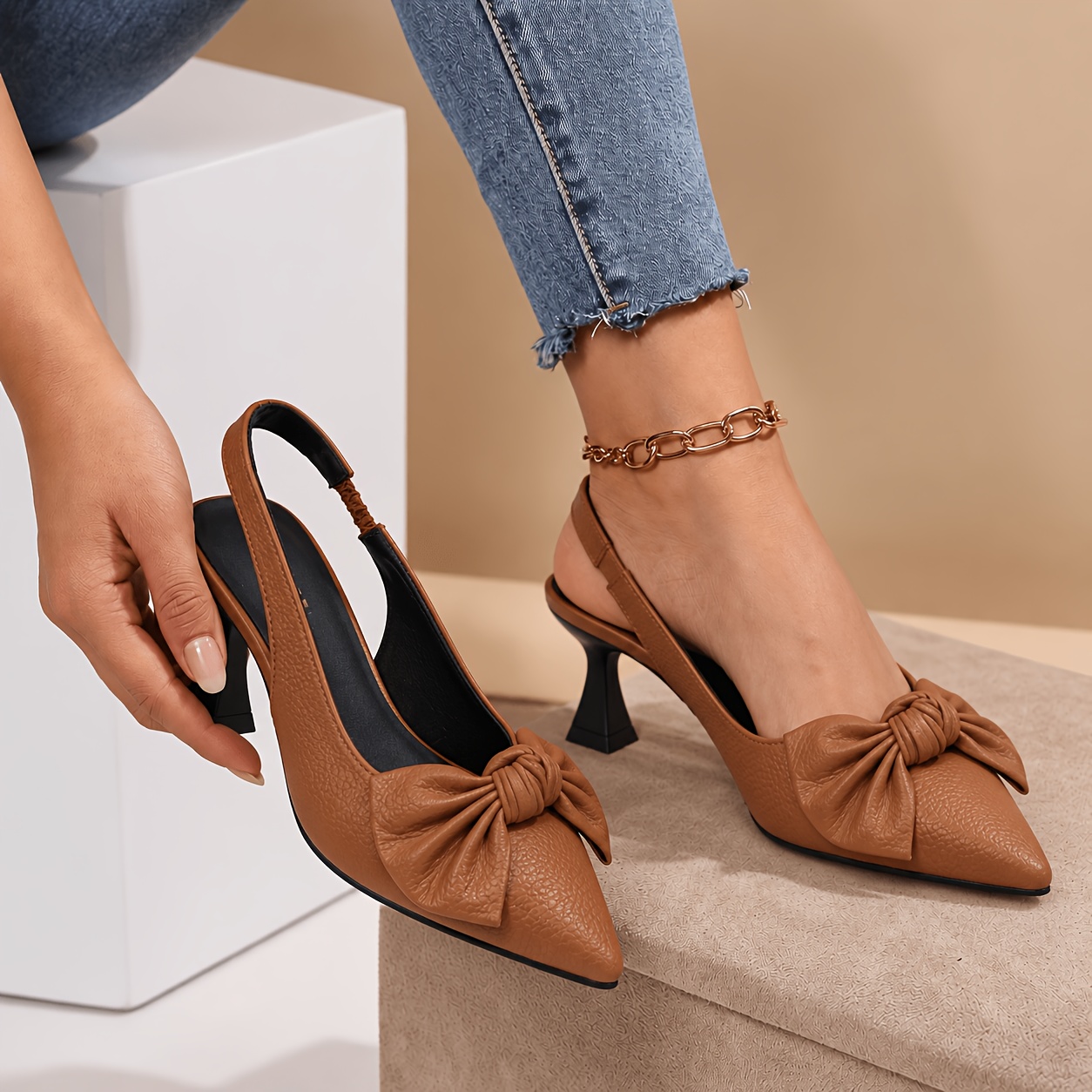 Backless Bow High Heels