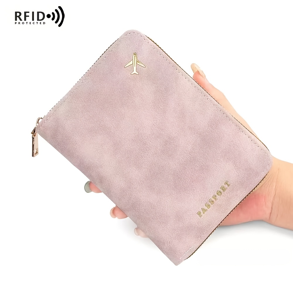 TEMU Women's New Lightweight And Portable Matte European/ Id, License, And Passport Holder With Rfid-blocking Zipper For Secure Opening And Closing