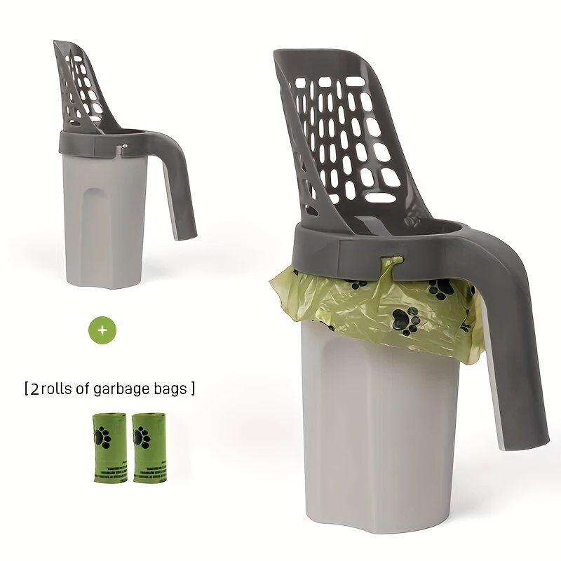 TEMU Large-capacity Cat Litter Shovel With Integrated Trash Can - Portable Easy-to-clean Plastic Pet Feces Shovel