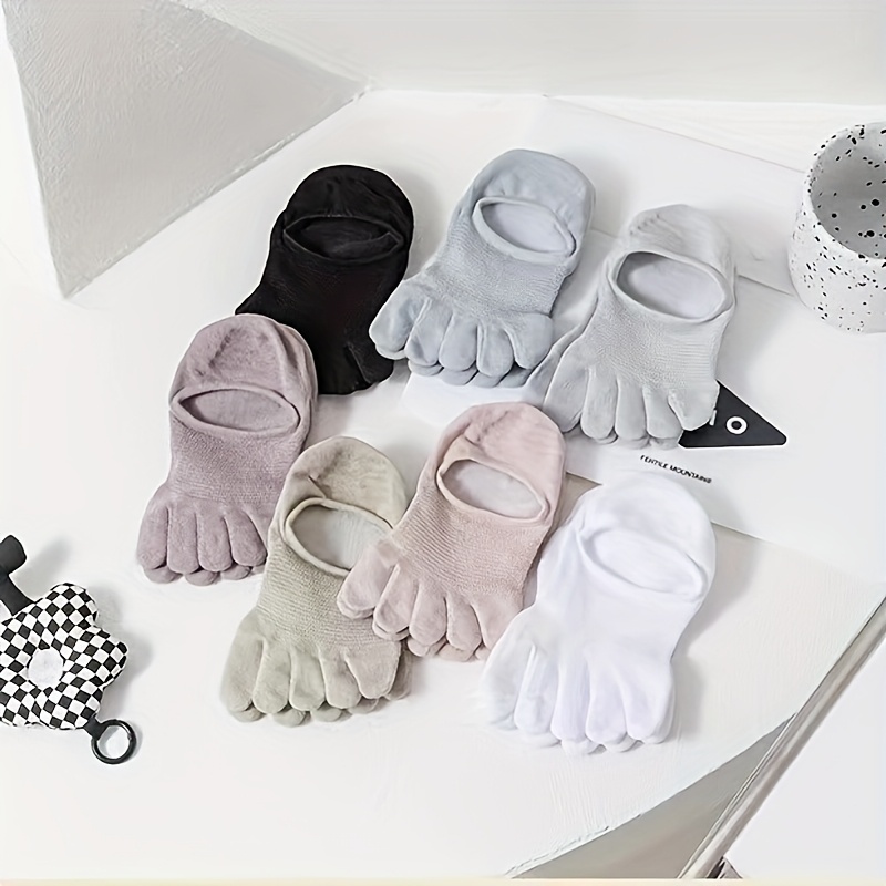 Image of 7 Pairs Mesh Short Socks Women's Summer Plain Casual Five-toe Socks Toe Separator Ladies Boat Socks Thumb Spring Summer Style Cute Sports Socks Toe Socks Women's Five-toe Socks