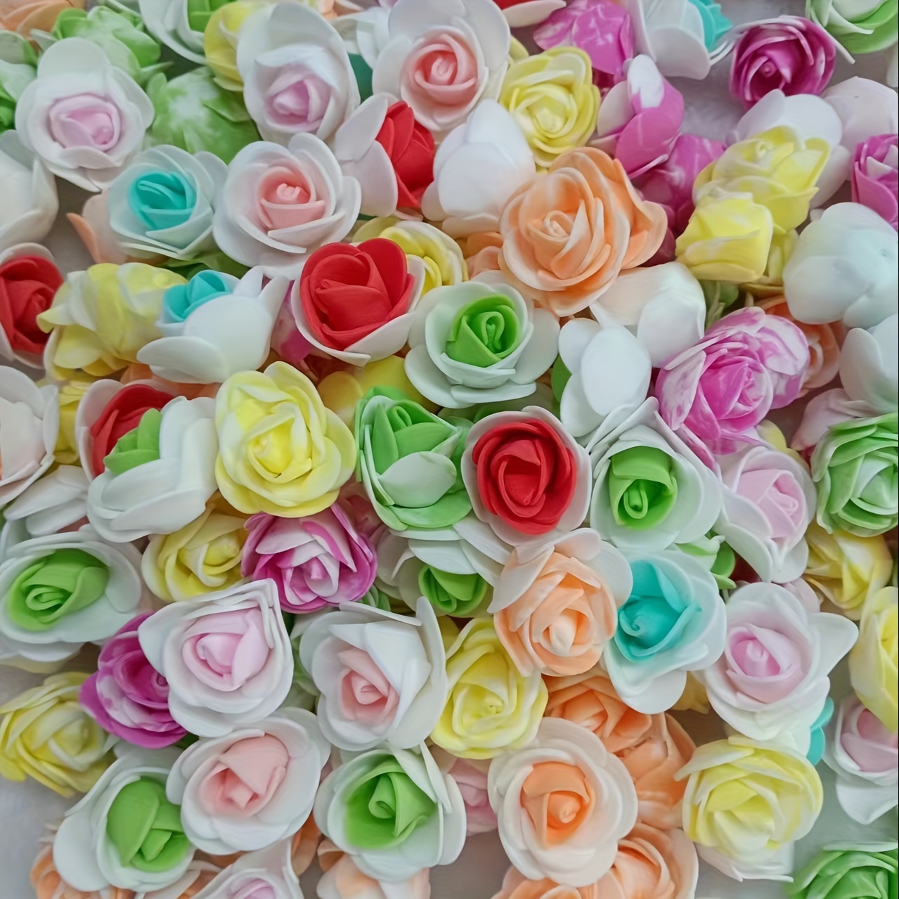 

100pcs Bulk Foam Flowers - Artificial Roses For Diy Crafts, Weddings, Photo Props & Holiday Decorations, Christmas Decor