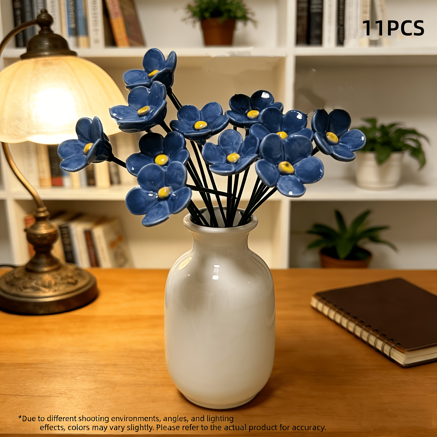 11pcs Handmade Ceramic -me-not Flowers, "" With Care, Fade-resistant Eternal Home Decor, Suitable For Indoor And Outdoor Use - Perfect Valentine's Day Gift
