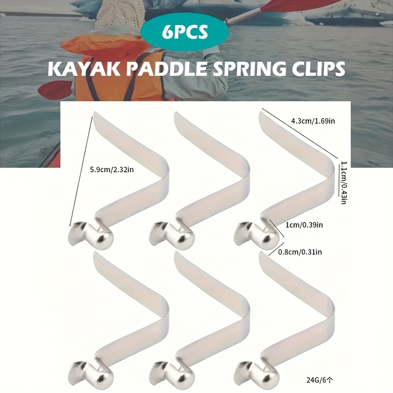 TEMU 6pcs Kayak Paddle Spring Snap Clips, Stainless Steel Spring Button Clip Push Button Clips, Tube Locking Pin Clips For Kayak Paddle Camping Tent