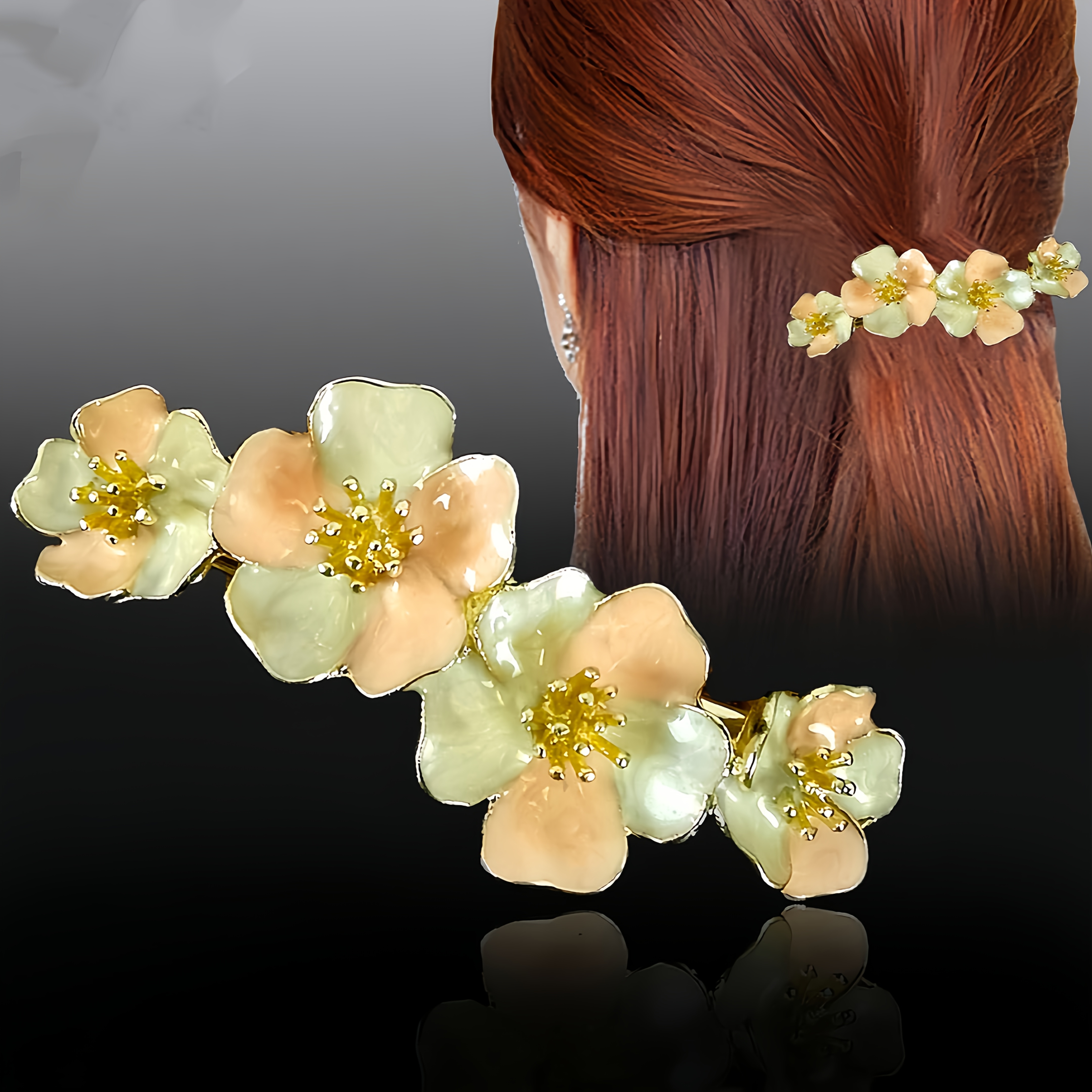 Tropfglasur-Blumen-Frühlings-Haarspange, elegantes Vintage-Haar-Accessoire, Blumen-Haarspange für Damen, hochwertige…: retailer-supplied image