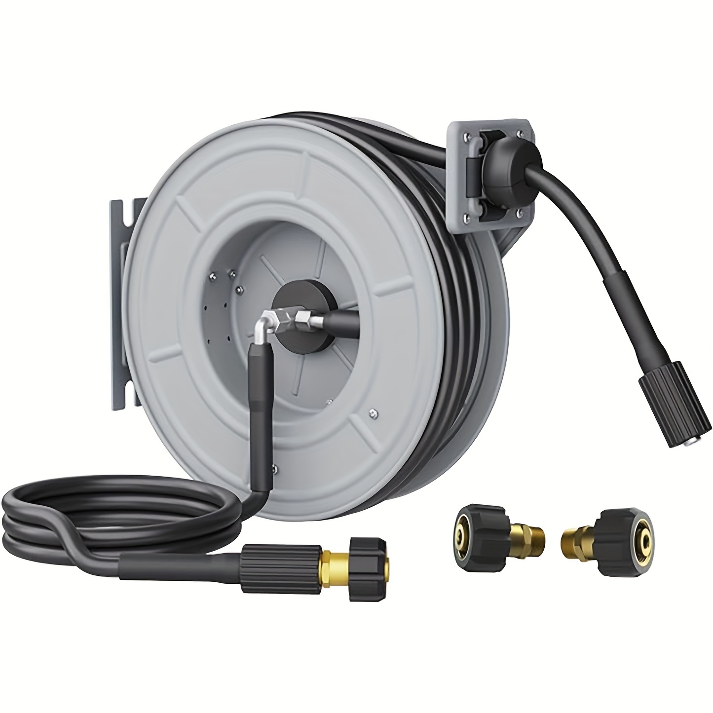 

Giraffe Tools Pressure Washer Hose Reel, 1/4" X 65 Ft Retractable Pressure Washer Reel, Steel Power Reel, Wall/ceiling/floor Mounted, 3200psi, 2 * M22-15mm Connectors, Heavy Duty