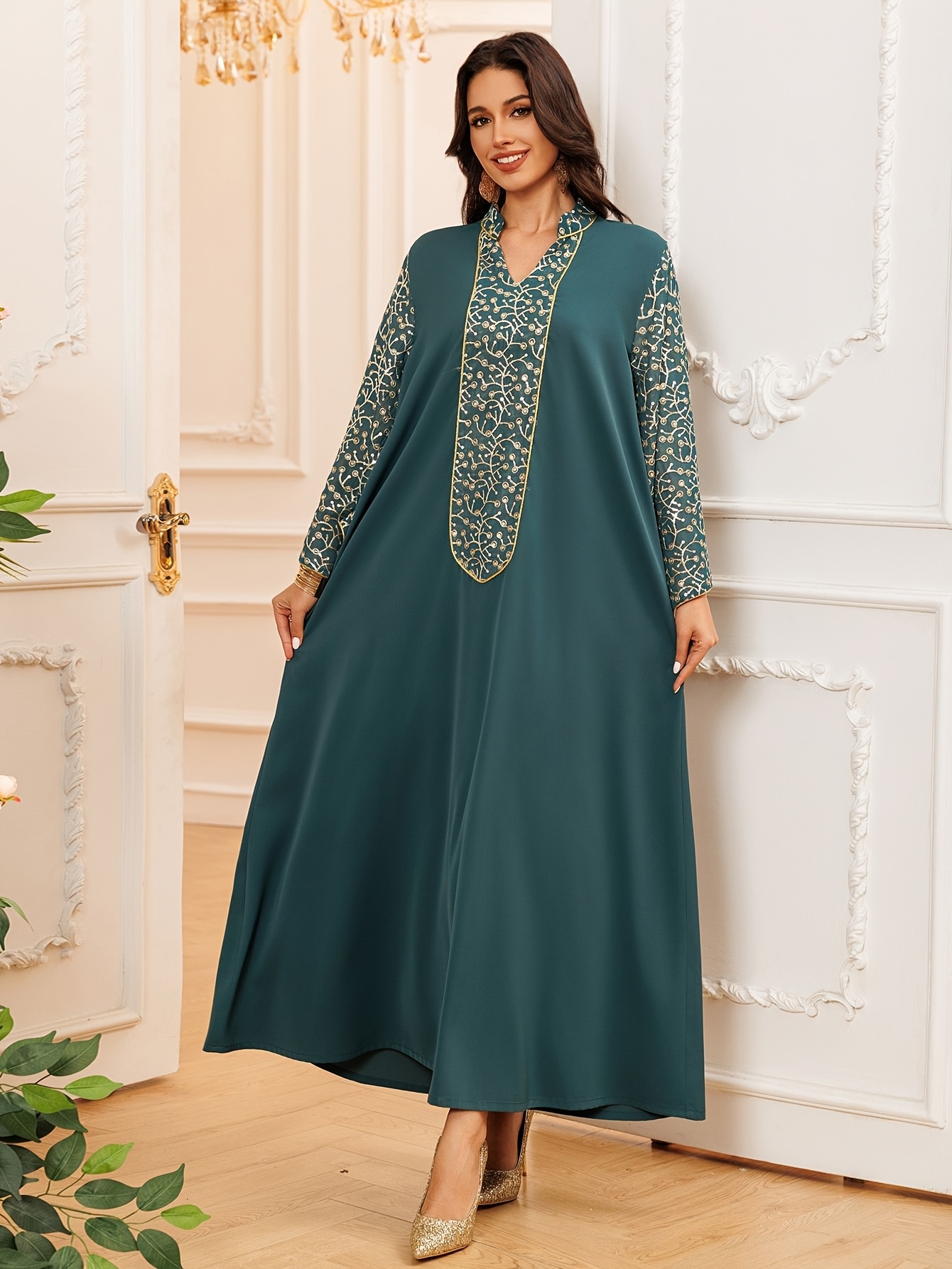 emerald green muslim dress Marwa Fashion Arabic Dress for Women – Dubai Kaftan Islamic Muslim Cos –  Mujeza Honey