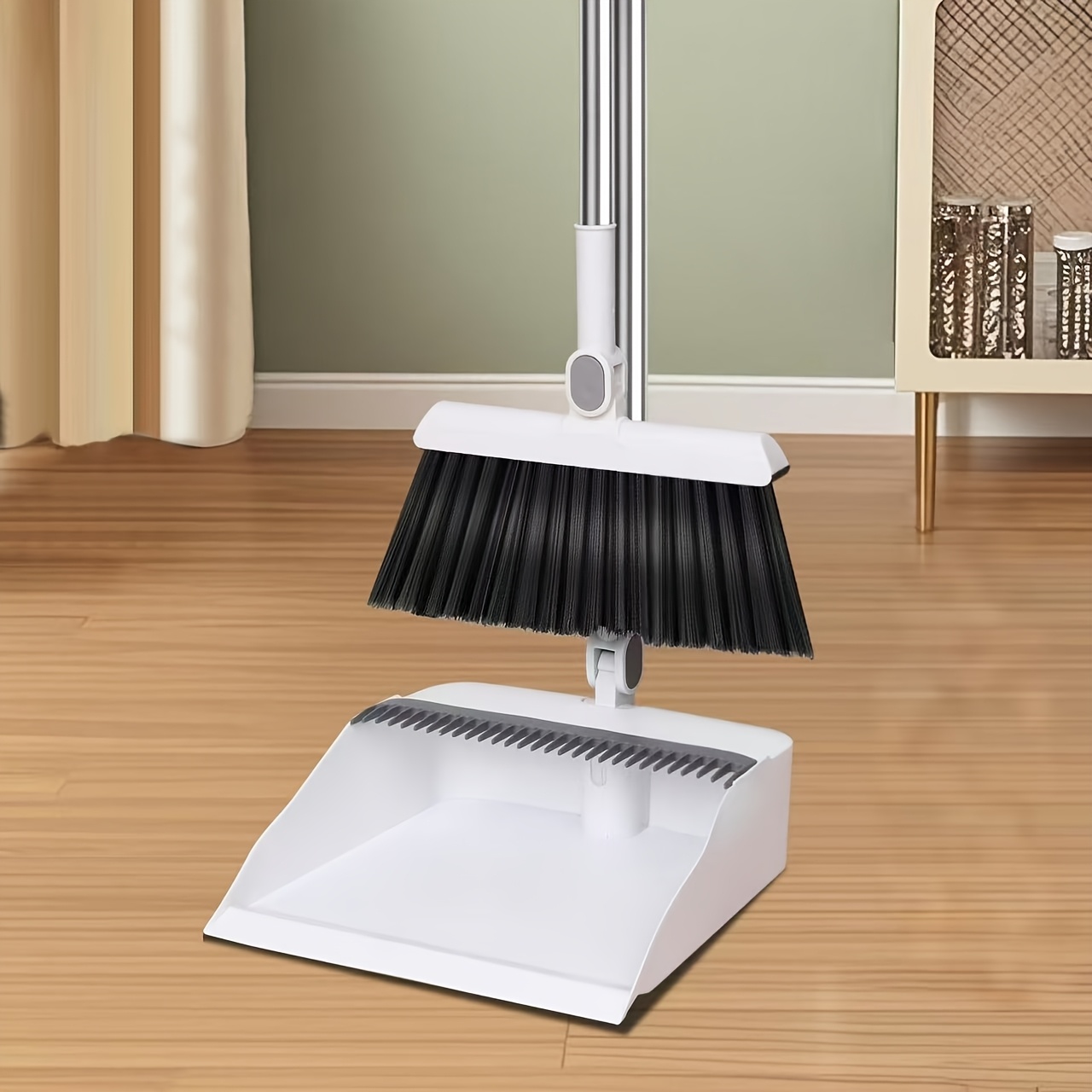 TEMU 2pcs Set Of Brand -in-1 Rotatable And Foldable Magnetic Suction Broom Dustpan Sweeping Set, Enlarged And Thickened Household Broom, Living Room,