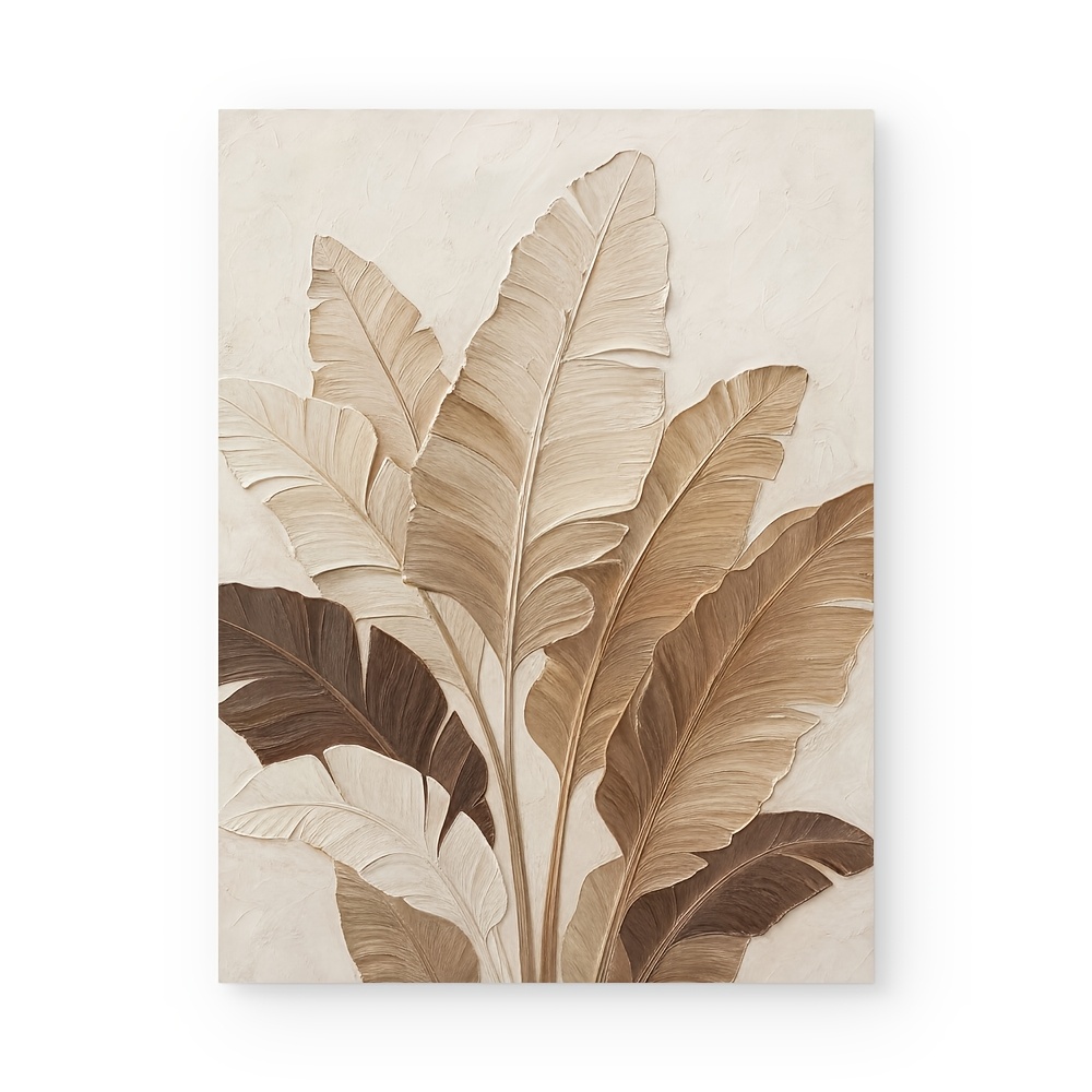 TEMU 2d Flat, 2d Flat, Posters And Prints Unframed Canvas Wall Art Modern Minimalist Botanical Beige Neutral Decor Printing For Living Room Bedroom