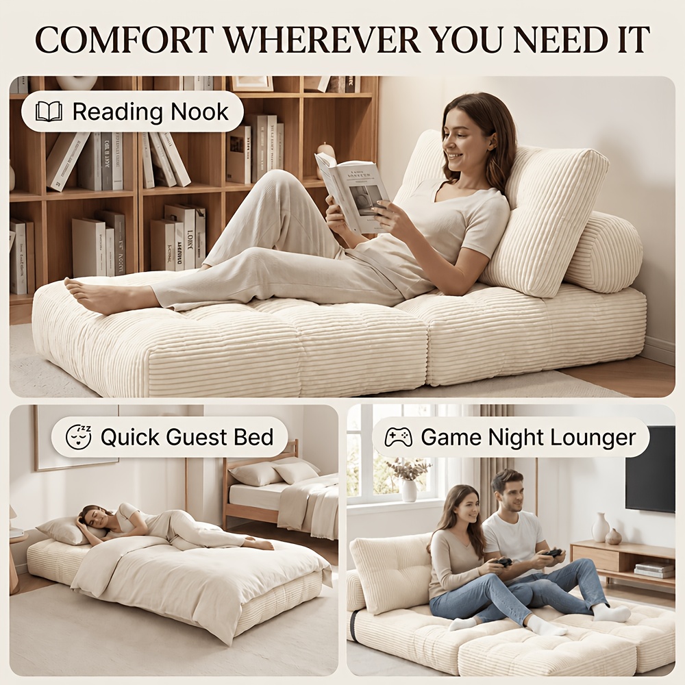 składana sofa, rozkładana krzesło z poduszką, składany materac, przenośna rozkładana sofa krzesło wygodna sofa podłogowa do salonu sypialni