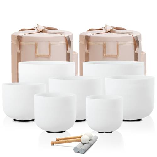 6 12 set of 7 chakra frosted quartz crystal singing bowl bags frosted chakra quartz crystal for bath sound bowls meditation set yoga