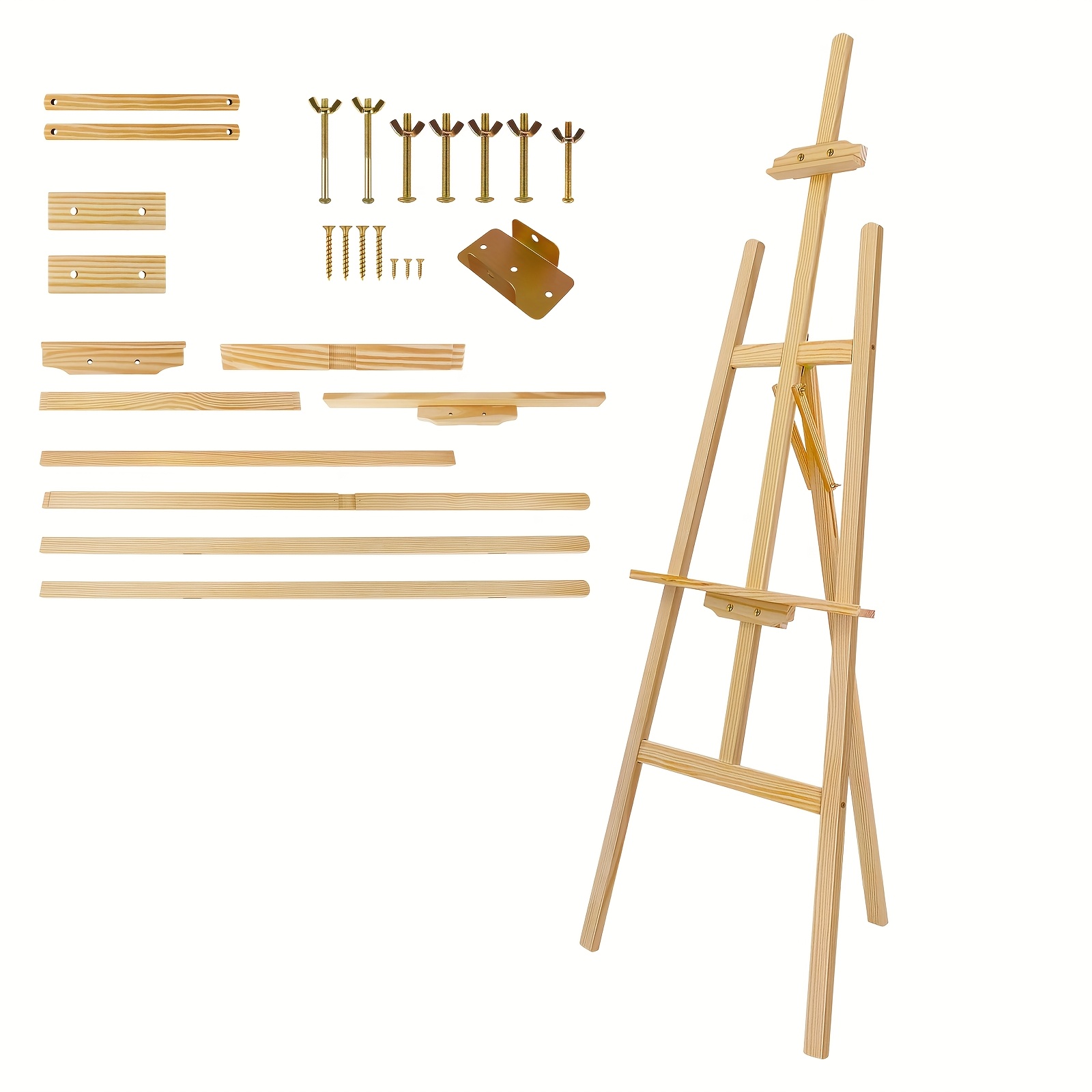 Image of Artist Easel Wooden Folding Pine Wood Artist Art Craft With Adjustable Movable Bar For Painting Sketching Drawing Displaying Exhibition
