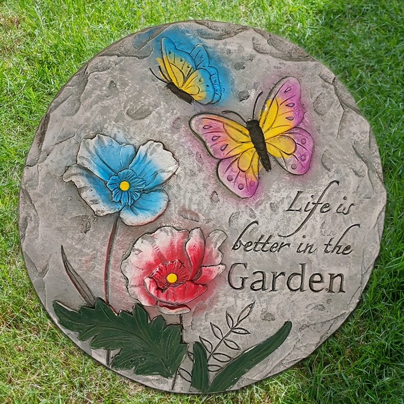 TEMU 1pc Stepping Stone, Non-slip Outdoor Decoration, Made Of Stone With , Suitable For Lawns And Courtyards, A Perfect Gift For Family , And An For
