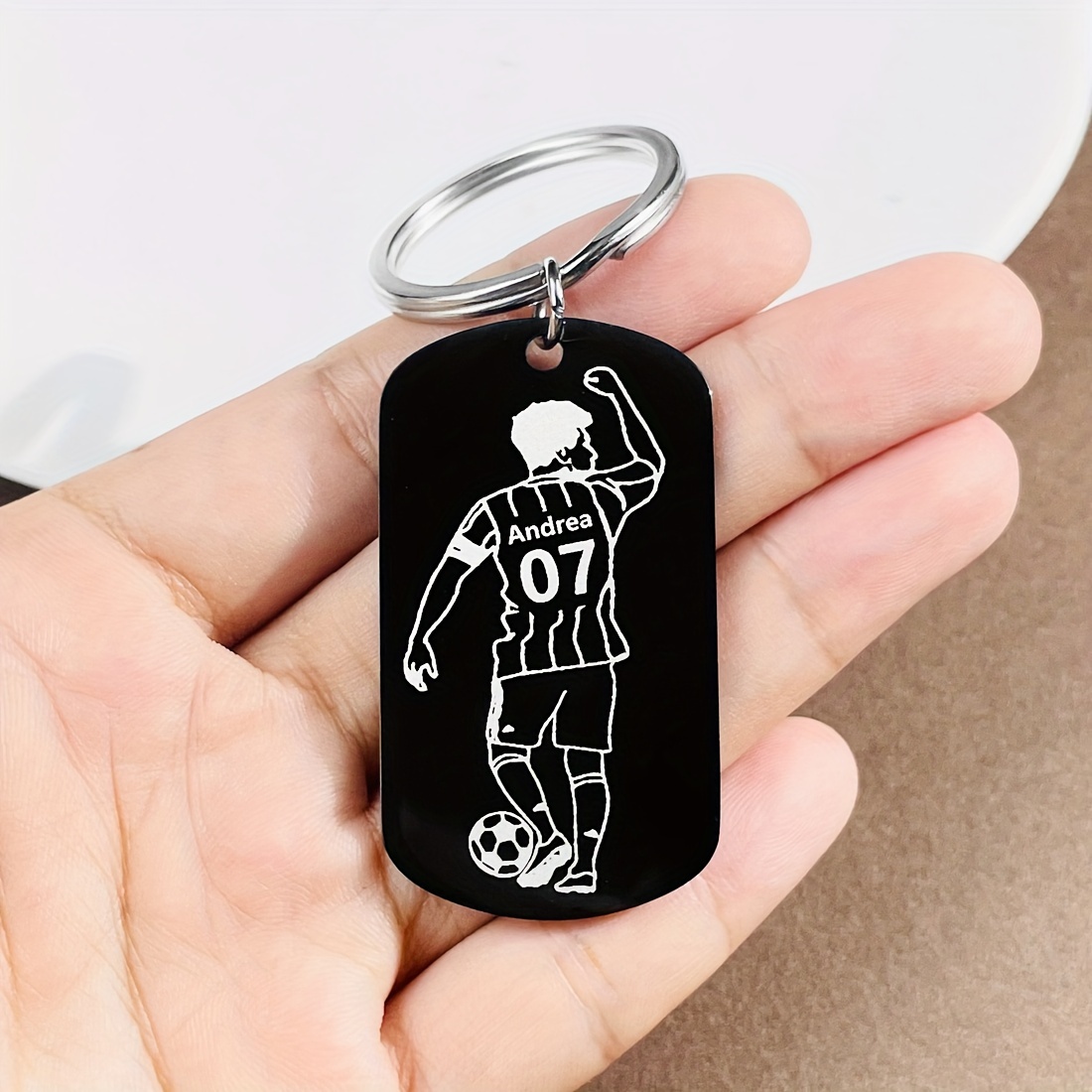 

1pc Personalized Stainless Steel Keychain - Name & , Fashionable Non-braided Metal Keyring For Enthusiasts