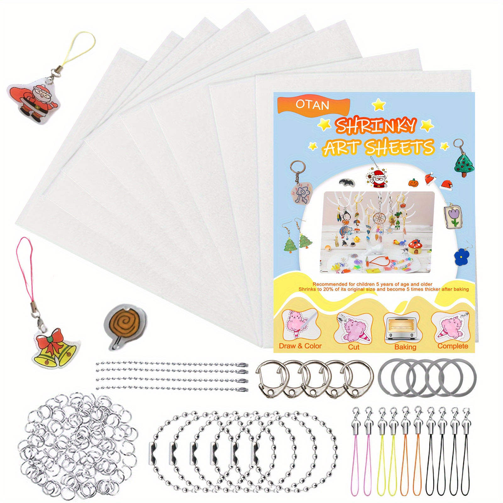 Shrink Keychain Diy Keychain Kit 25PCS Shrinky Dink Sheets,Shrink