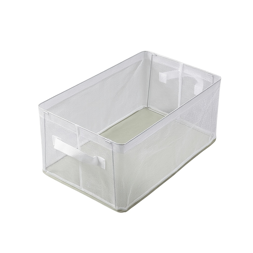 TEMU Transparent Closet Storage Box - Sturdy Foldable With Handles, Suitable For Clothes, Lingerie, And Bedding - Home And Office Organizer And Shelf