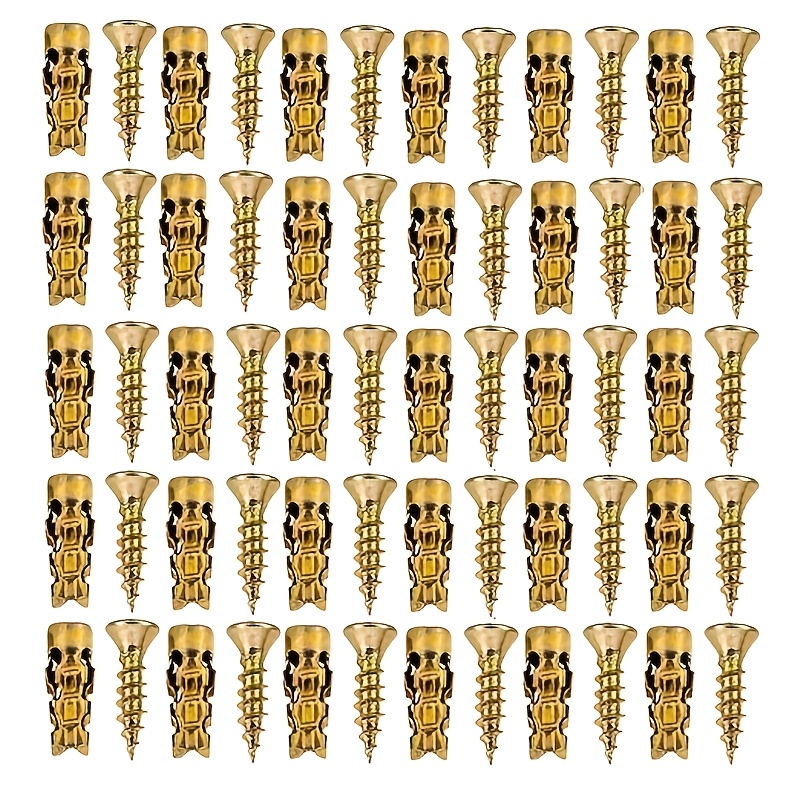 TEMU 29set +a Set As A Gift Secure Cabinet Door Fastening, 6×14mm Short Expansion Screw Set For Cabinet Hinge Repair & Stripped Thread Restoration,