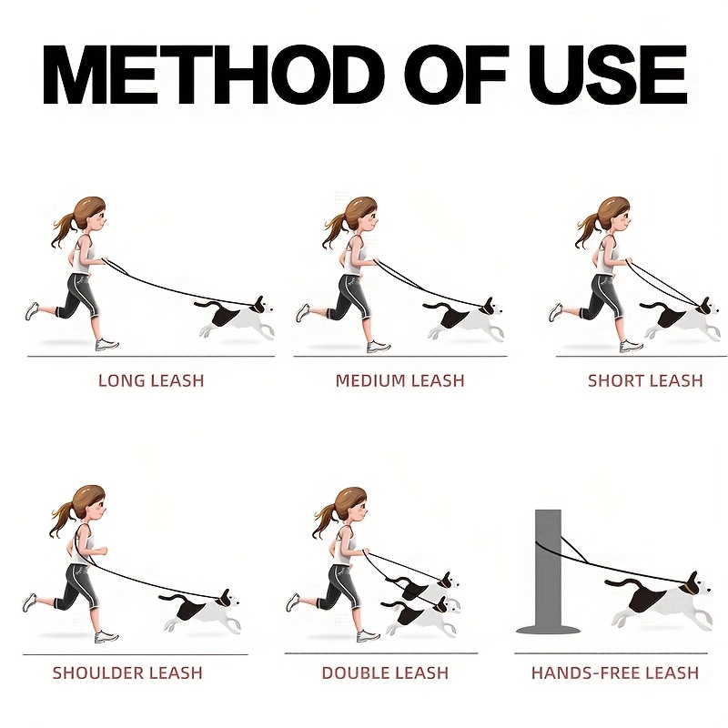 Adjustable Control Dog Lead Leash, Strong Double Ended Rope