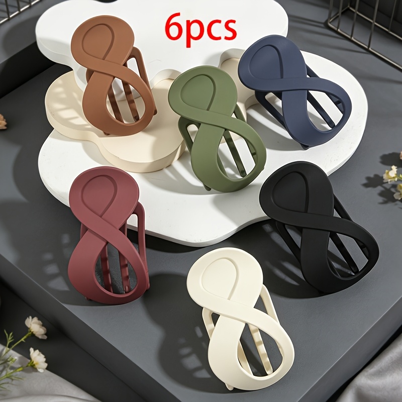 TEMU 6pcs Elegant Hollowed-out Figure-8 Duckbill Hair Clips For Women, Back-of-head Daily Updo Clips, Half-up Half-down Top Clips, Versatile High-end