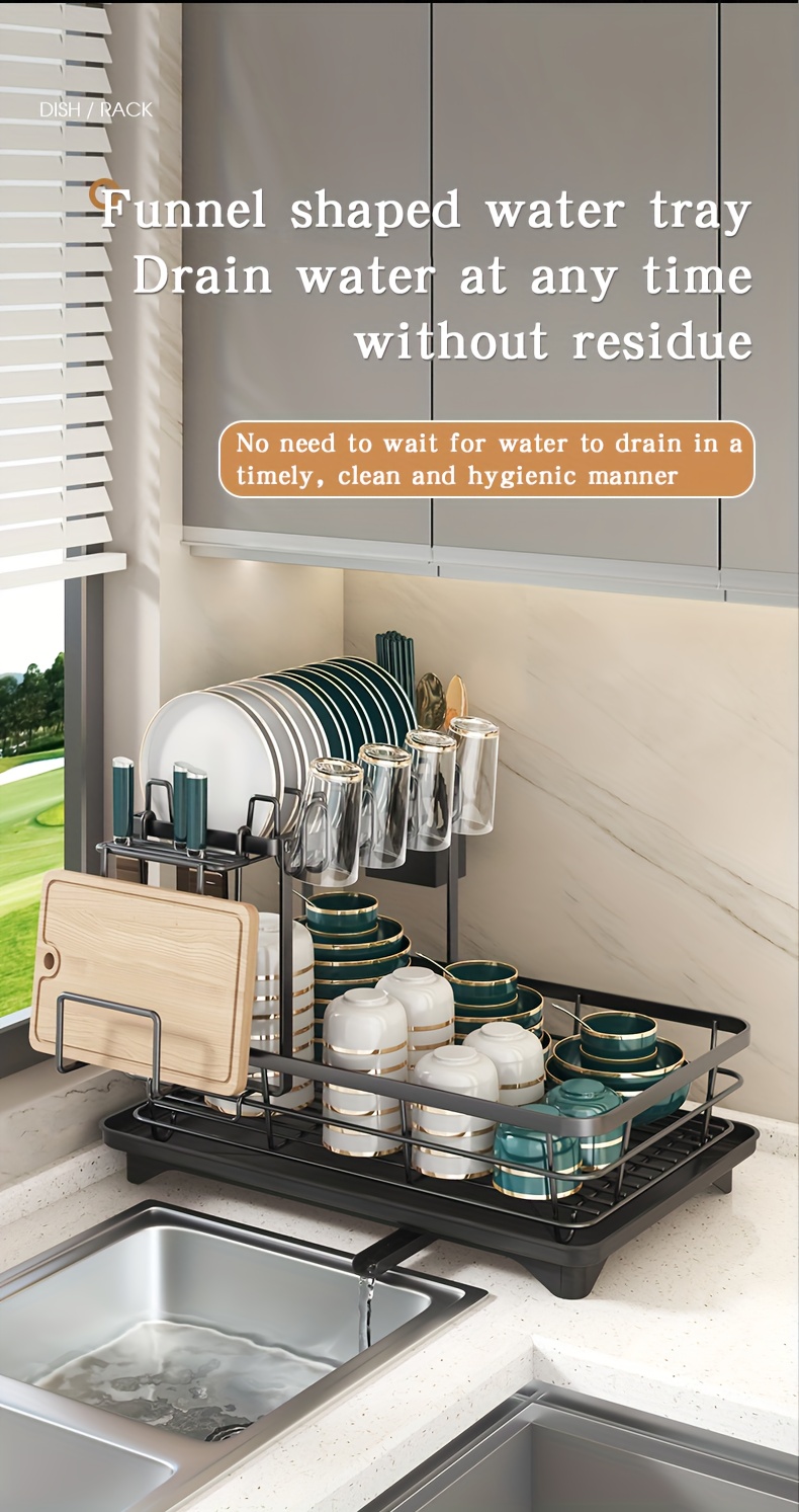 Double Tier Large Metal And Carbon Steel Cutlery Rack for Kitchen Countertop, Space Saving And Durable, with Knife, Fork And Cup Holders And Draining Board, Rustproof Large Two Tier Metal Cutlery Rack, Make The Kitchen More Concise And Organized. 27 Double Tier Large Metal And Carbon Steel Cutlery Rack for Kitchen Countertop, Space Saving And Durable, with Knife, Fork And Cup Holders And Draining Board, Rustproof Large Two Tier Metal Cutlery Rack, Make The Kitchen More Concise And Organized.