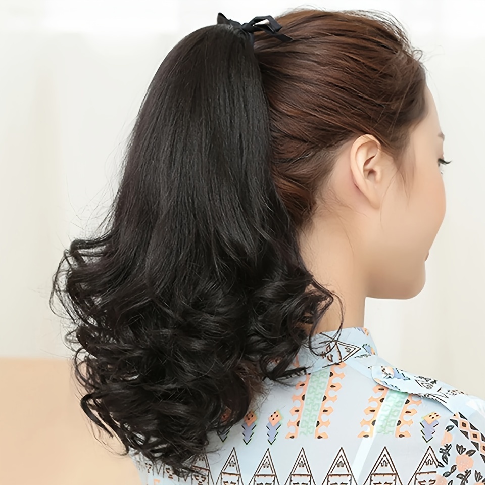 Synthetic Short Ponytail Women's Drawstring Tie Hair Tail Clip Hair Extension Wig Piece 15cm
