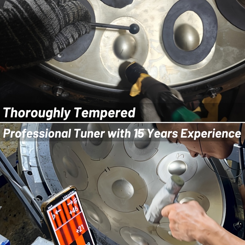 440Hz 10 Notes Handpan Drum, 22 Inch D Minor Kurd Hand Drum Instrument With Drum Bag, Dust-Free Cloth, Mallets, Stand, Sound Stickers For Adults Beginners, For Meditation, Music Therapy & Live Performances, Premium Steel