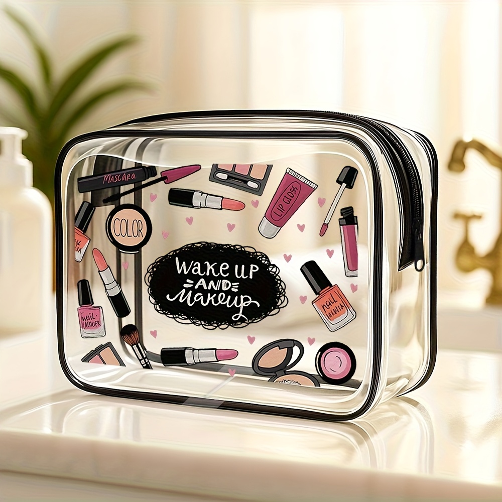 TEMU Sac à main transparent pour homme et femme - Trousse de toilette légère à fermeture éclair avec poignée de transport, pour bagages d'aéroport,