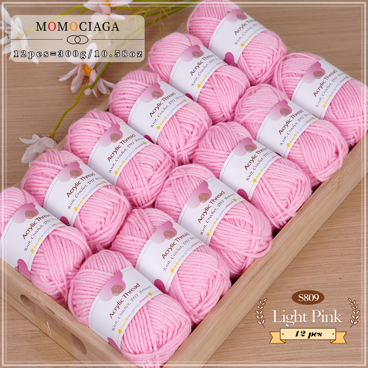 TEMU 12pcs Hand-knitted Acrylic Yarn - Total 300g/10.58oz, Soft And Fluffy For Knitting & Crocheting Handicrafts, Scarves, Cushions And Festive