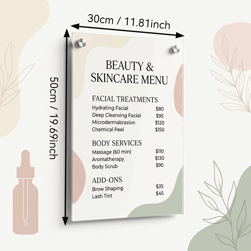 TEMU 2d Flat, Personalized Acrylic Lash Studio Board - Custom Eyelash Service Menu Sign With Wall-mounted Display Suitable For Beauty Room, Salon,