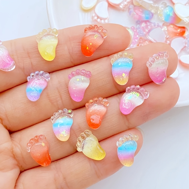 Image of 20/50pcs Cute Mini Shiny Resin Figurines Crafts Flat Back Embellishments Jewelry Making Hair Additions, Random Colors