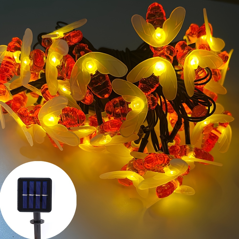 

1pc 5/7/12m Solar Powered String Lights, Cute Honeybee Led Lights, 8 Modes Starry Lights, Fairy Decorative Lights For Outdoor, Wedding, Homes, Gardens, Patio, Party