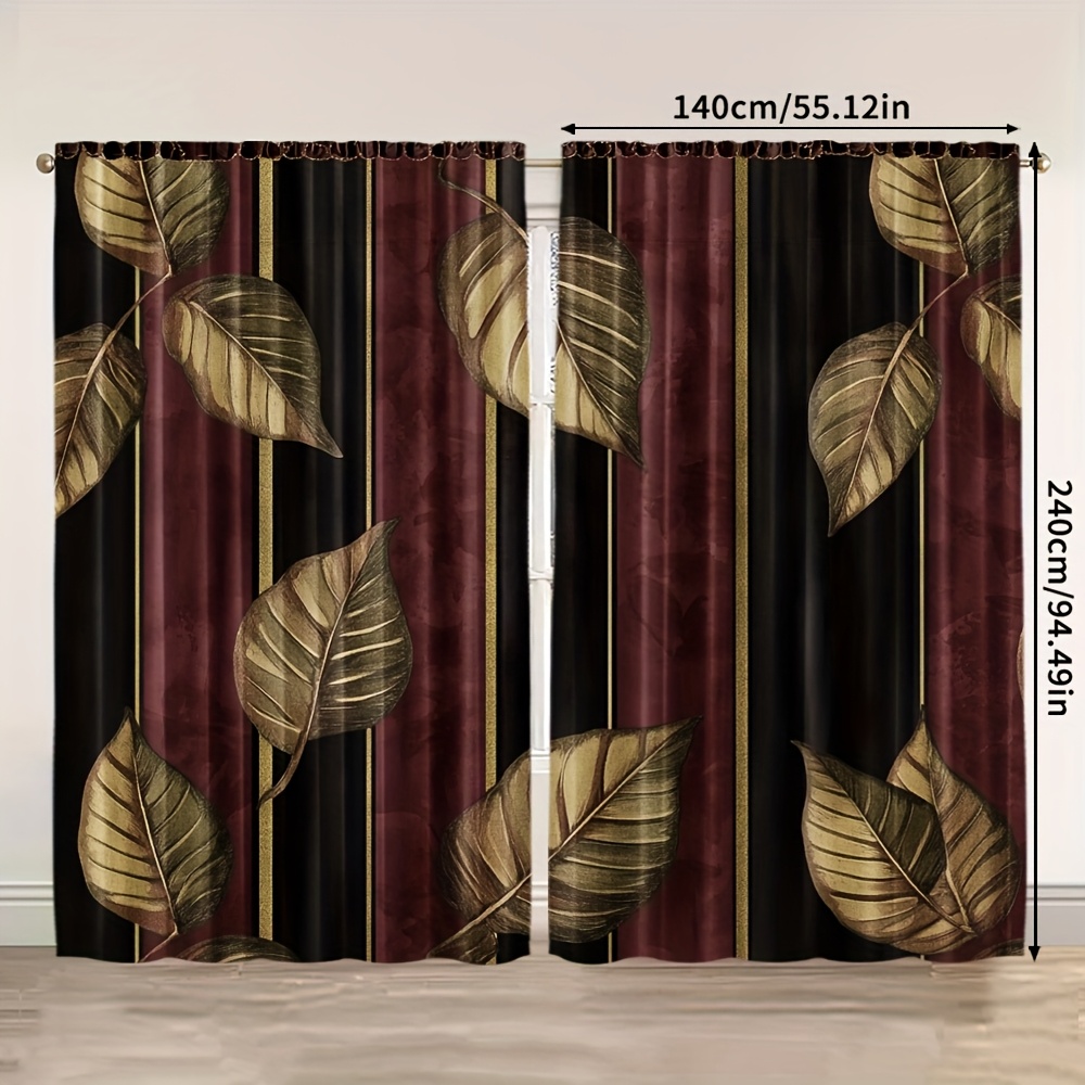 TEMU 2pcs Elegant Light Filtering Curtains - & Pattern Window Drapes, Semi-opaque Privacy Window Treatments For Living Room, Bedroom, Kitchen,