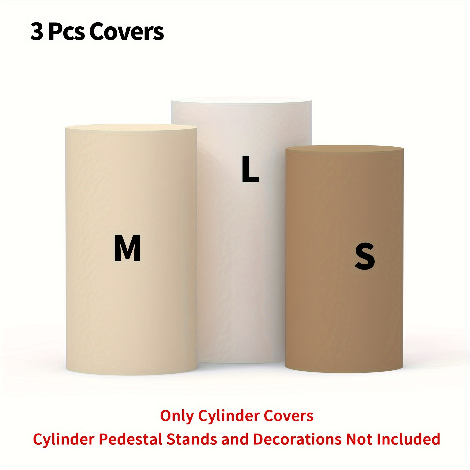 TEMU 1 Set, 3pcs Creamy White Party Cylinder Cover, Elastic Dessert Table Cylinder Cloth Tablecloth For Evening, Party, Prom Or Wedding Decoration,