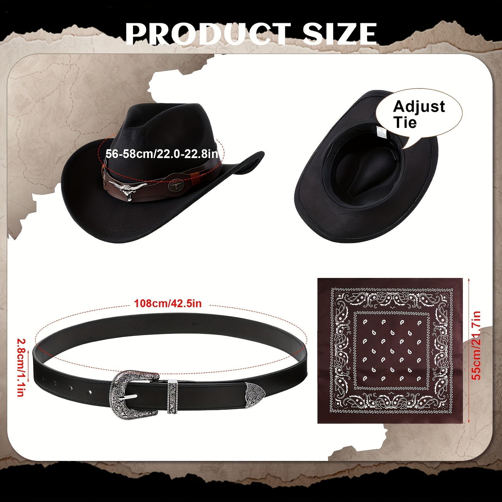 JK Home - Cappello da cowboy/cowgirl a tesa larga in lana da uomo e donna, stile occidentale, per cosplay, jazz Fai da te in legno a forma di cuore, colore Taglia unica