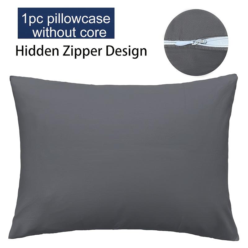 Image of 1pc Soft 100% Cotton Zipper Closure Pillowcase, Soft And Comfortable Pillow Cover For Bedroom Living Room Home Decor