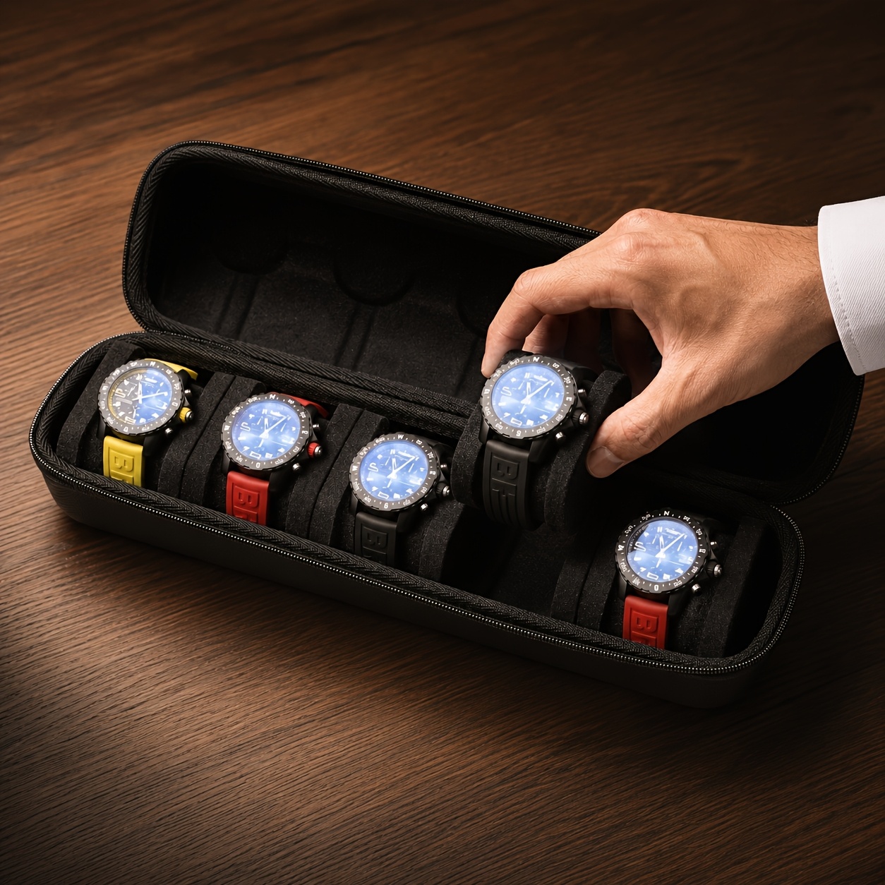 5-Compartment Watch Storage Solution with Cushioned Divider
