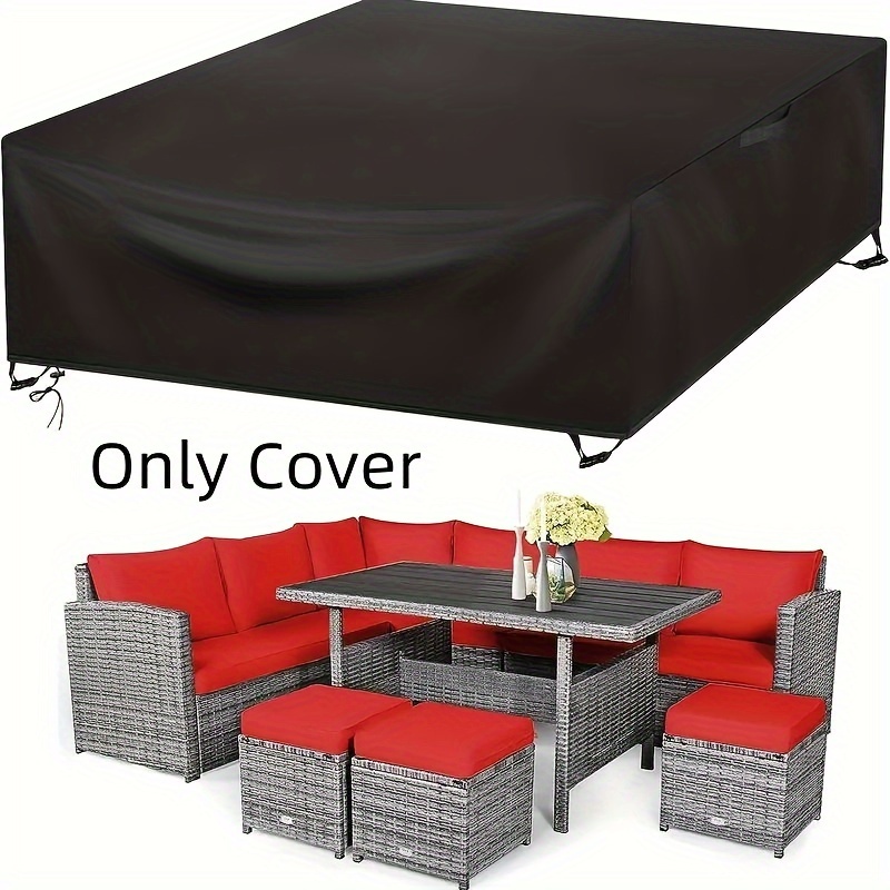 

Waterproof Patio Furniture Set Cover - Heavy Duty Outdoor Sectional Sofa And Table Protector, Durable Polyester, All-weather Protection, Fits 8-12 Seat Furniture Sets, Adjustable Cord Fit